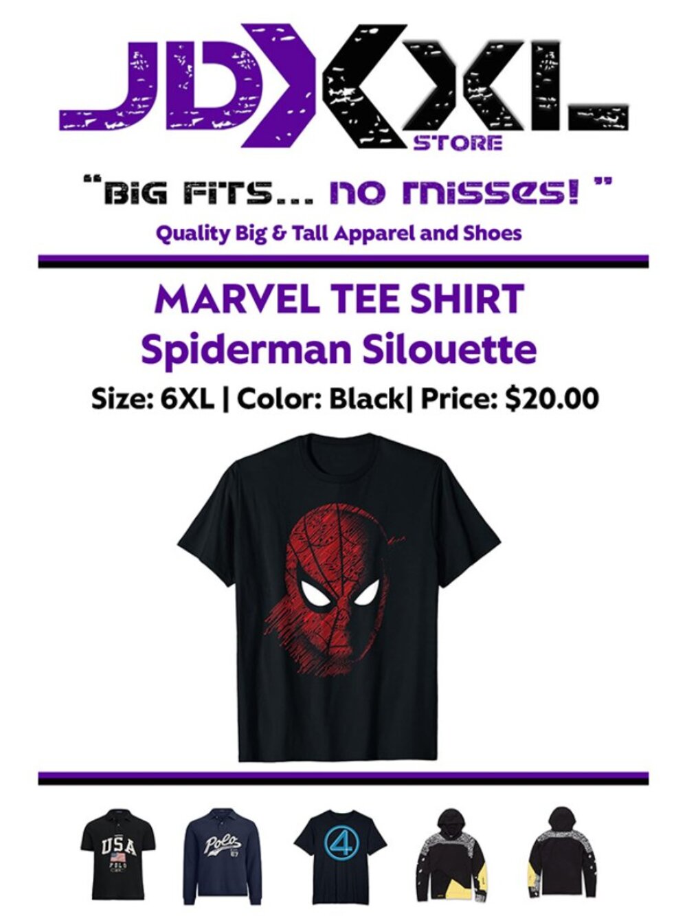 Men's big and tall Marvel T shirt Spiderman